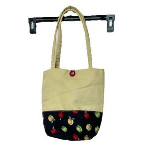 Tote Small Shoulder Bag Apples Canvas Lined Teacher School Gift
